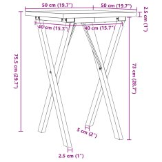 Petromila vidaXL Jedálenský stolík v tvare X 50x50x75,5 cm borovica a liatina