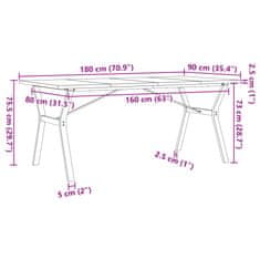 Petromila vidaXL Jedálenský stolík v tvare Y 180x90x75,5 cm borovica a liatina