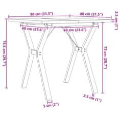 Petromila vidaXL Jedálenský stolík v tvare Y 80x80x75,5 cm borovica a liatina