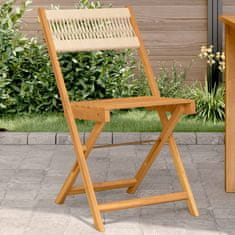 Petromila vidaXL Bistro stoličky 2 ks béžové masívne akáciové drevo a povrázky