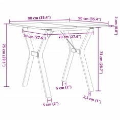 Petromila vidaXL Jedálenský stolík v tvare Y 90x90x75 cm borovica a liatina