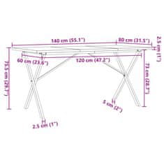 Petromila vidaXL Jedálenský stolík v tvare X 140x80x75,5 cm borovica a liatina