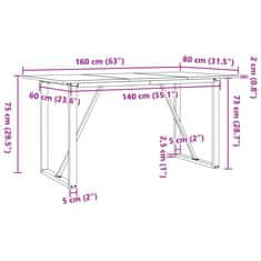 Petromila vidaXL Jedálenský stolík v tvare O 160x80x75 cm borovica a liatina