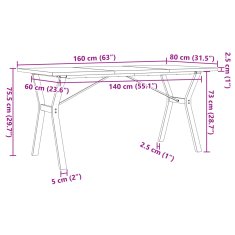 Petromila vidaXL Jedálenský stolík v tvare Y 160x80x75,5 cm borovica a liatina