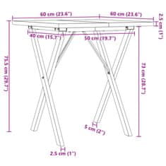 Petromila vidaXL Jedálenský stolík v tvare X 60x60x75,5 cm borovica a liatina