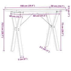 Petromila vidaXL Jedálenský stolík v tvare Y 100x50x75,5 cm borovica a liatina