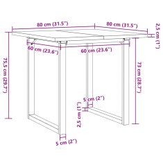 Petromila vidaXL Jedálenský stolík v tvare O 80x80x75,5 cm borovica a liatina