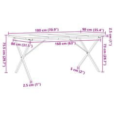 Petromila vidaXL Jedálenský stolík v tvare X 180x90x75,5 cm borovica a liatina