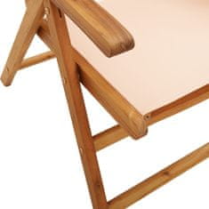 Petromila vidaXL Sklápacie záhradné stoličky 6 ks béžové látka a masívne drevo