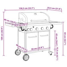 Petromila vidaXL Plynový gril s 5 horákmi čierny práškovaná oceľ