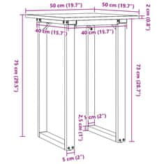 Petromila vidaXL Jedálenský stolík v tvare O 50x50x75 cm borovica a liatina