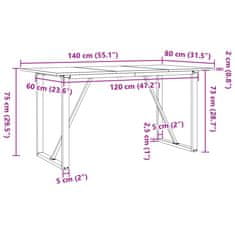 Petromila vidaXL Jedálenský stolík v tvare O 140x80x75 cm borovica a liatina