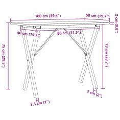 Petromila vidaXL Jedálenský stolík v tvare X 100x50x75 cm borovica a liatina