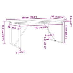 Petromila vidaXL Jedálenský stolík v tvare O 180x90x75,5 cm borovica a liatina