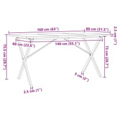 Petromila vidaXL Jedálenský stolík v tvare X 160x80x75,5 cm borovica a liatina