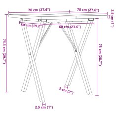 Petromila vidaXL Jedálenský stolík v tvare X 70x70x75,5 cm borovica a liatina