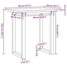 Petromila vidaXL Jedálenský stolík v tvare O 80x50x75,5 cm borovica a liatina