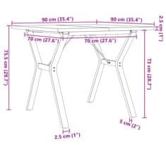 Petromila vidaXL Jedálenský stolík v tvare Y 90x90x75,5 cm borovica a liatina