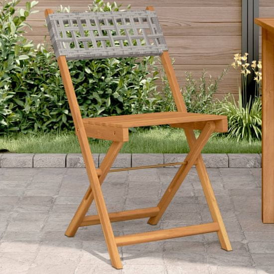 Petromila vidaXL Bistro stoličky 2 ks sivé masívne akáciové drevo a polyratan