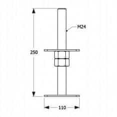 DOMAX Nastaviteľná základňa stĺpa M24 110x250x4mm pozinkovaná