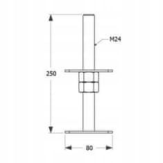 DOMAX Nastaviteľná základňa na stĺp M24 80x250x4mm