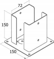 DOMAX Základňa pólu 71x150x2mm pozlátený zinok