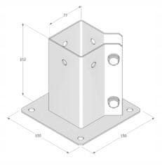 DOMAX Základňa stĺpa 77x150 mm pozinkovaná kotva