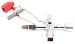 XLtools Kľúč univerzálny na rozvádzacie skrinky 60 x 86 mm, 4 rôzne koncovky, kovový, XL-TOOLS