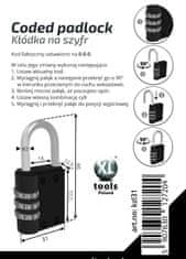 XLtools Zámok visiaci s číselným kódom 31 mm, XL-TOOLS