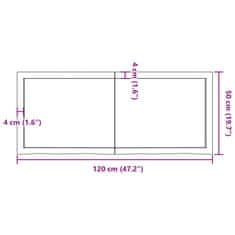 Vidaxl Kúpeľňová doska bledohnedá 120x50x(2-4) cm ošetrený masív