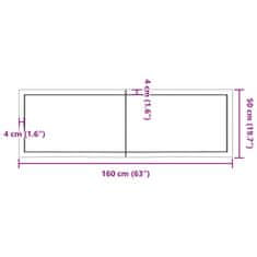 Vidaxl Kúpeľňová doska tmavohnedá 160x50x(2-4) cm ošetrený masív