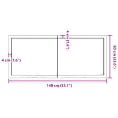 Vidaxl Kúpeľňová doska tmavohnedá 140x60x(2-4) cm ošetrený masív