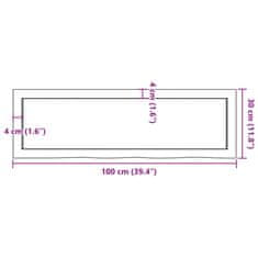 Vidaxl Kúpeľňová doska 100x30x(2-4) cm neošetrený masív