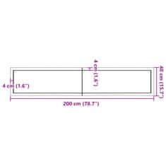 Vidaxl Kúpeľňová doska tmavohnedá 200x40x(2-4) cm ošetrený masív