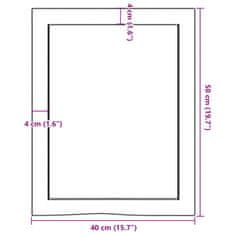 Vidaxl Kúpeľňová doska tmavohnedá 40x50x(2-6) cm ošetrený masív