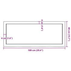 Vidaxl Stolová doska tmavohnedá 100x40x(2-4) cm ošetrený dubový masív