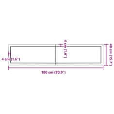 Vidaxl Stolová doska tmavohnedá 180x40x(2-6) cm ošetrený dubový masív