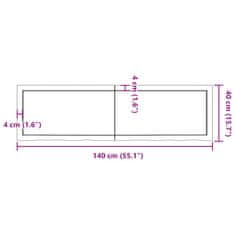 Vidaxl Kúpeľňová doska 140x40x(2-6) cm neošetrený masív