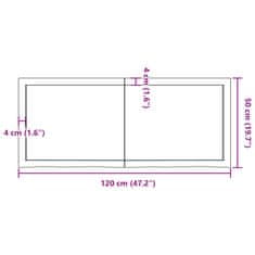 Vidaxl Kúpeľňová doska tmavohnedá 120x50x(2-6) cm ošetrený masív