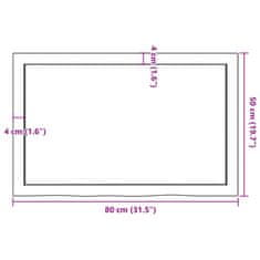 Vidaxl Kúpeľňová doska 80x50x(2-4) cm neošetrený masív