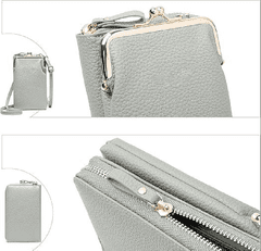 VIVVA® Dámska mini kabelka cez rameno v kompaktnej veľkosti (11 cm x 17,8 cm x 5 cm) – šedá farba | OPUBAG