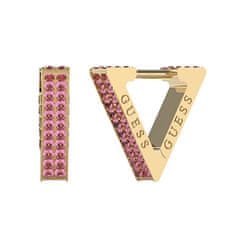 Guess Pozlátené trojuholníkové náušnice Crazy Earrings JUBE03306JWYGFCT/U