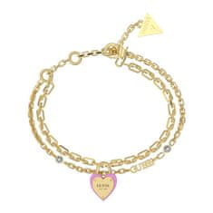 Guess Nežný dvojitý náramok All You Need is Love JUBB04206JWYGPK (Dĺžka 18,5 cm)