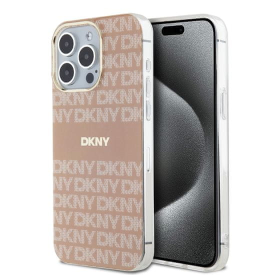 DKNY  PC/TPU opakovaný vzor Tonal Stripe Magsafe zadný kryt pre iPhone 15 Pro Max Pink
