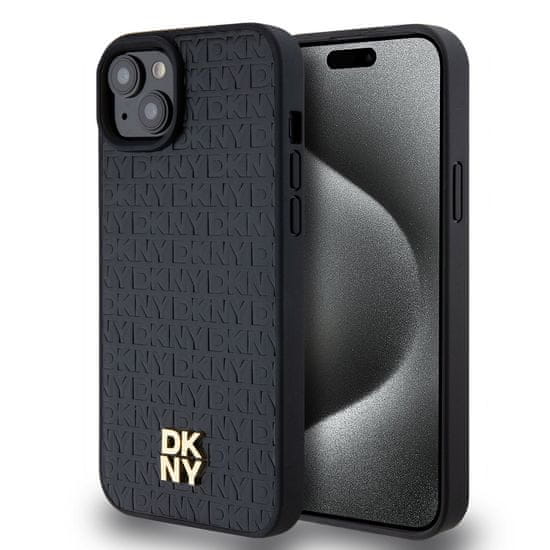 DKNY Zadný kožený kryt PU Repeat Pattern Stack Logo Magsafe pre iPhone 13 Black