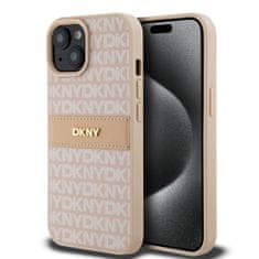 DKNY Zadný kryt PU Leather Repeat Pattern Tonal Stripe pre iPhone 15 Pink