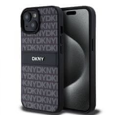 DKNY  PU Leather Repeat Pattern Tonal Stripe pre iPhone 15 Black