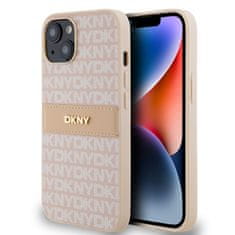 DKNY Zadný kryt PU Leather Repeat Pattern Tonal Stripe pre iPhone 14 Pink