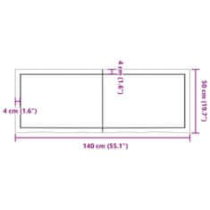 Vidaxl Kúpeľňová doska tmavohnedá 140x50x(2-4) cm ošetrený masív