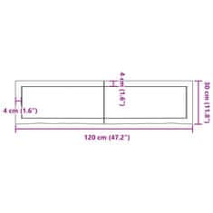 Vidaxl Kúpeľňová doska tmavohnedá 120x30x(2-4) cm ošetrený masív